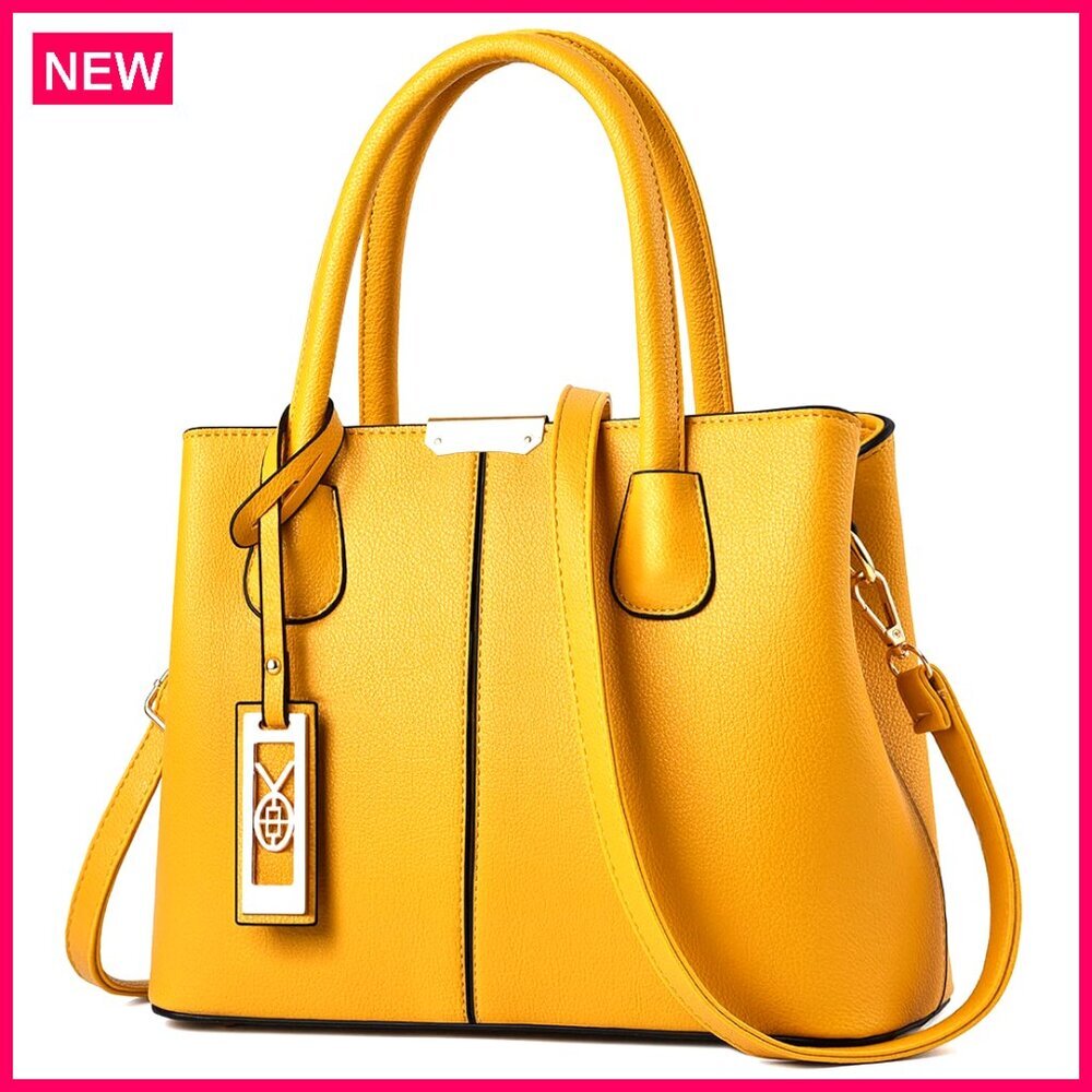 Leather Crossbody Tote Shoulder Bag With Adjustable Strap, 12x9x5 Inches